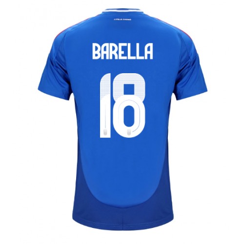 Maglia Calcio Italia Nicolo Barella #18 Prima Divisa Europei 2024 Manica Corta